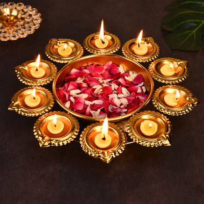 Deepam Round Shaped Urli for Home , Office ,Festival Decors |,Gifting  (Set Of 3)