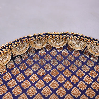 Stainless Steel Handcrafted Decorative Pooja Thali for Diwali Puja, Home, Temple, Mandir, Wedding, Bhai Dooj Decorative Puja Plate (Blue)