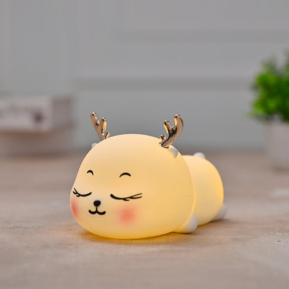 Silicone Deer Night Lamp for children | Bedroom | Christmas Gift | Tap Lamp | Multiple Colors