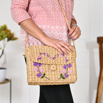 Embroidered Shoulder Bag |Cane Handbag for women