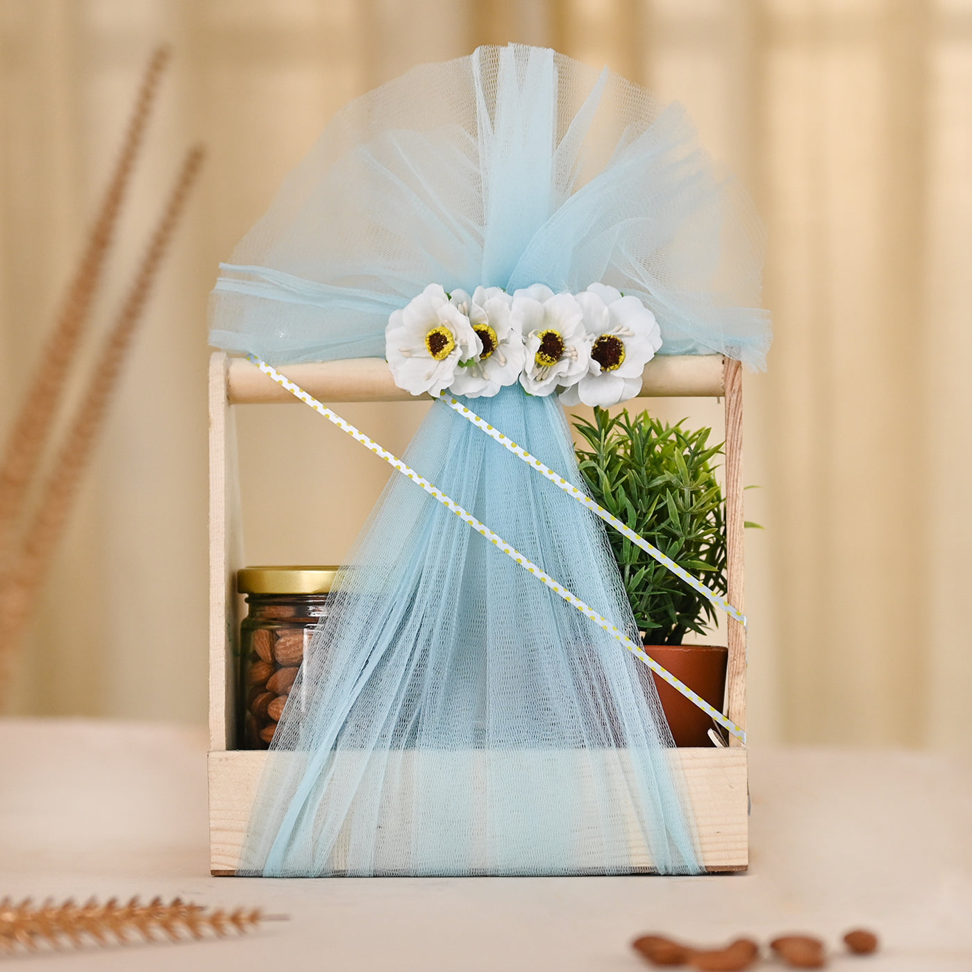 Wooden Basket for Gift Hamper Fancy Handmade Basket ideal for Wedding Gifting,Birthday Gift Thanks