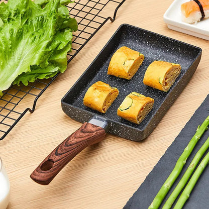 Non Stick Aluminium Tamagoyaki Pan | Omelette Pan | Nonstick Frying Pan | Egg Pan | Small Pans for Omelette | Nonstick Cookware | Small Fry pan for Cooking (Black)