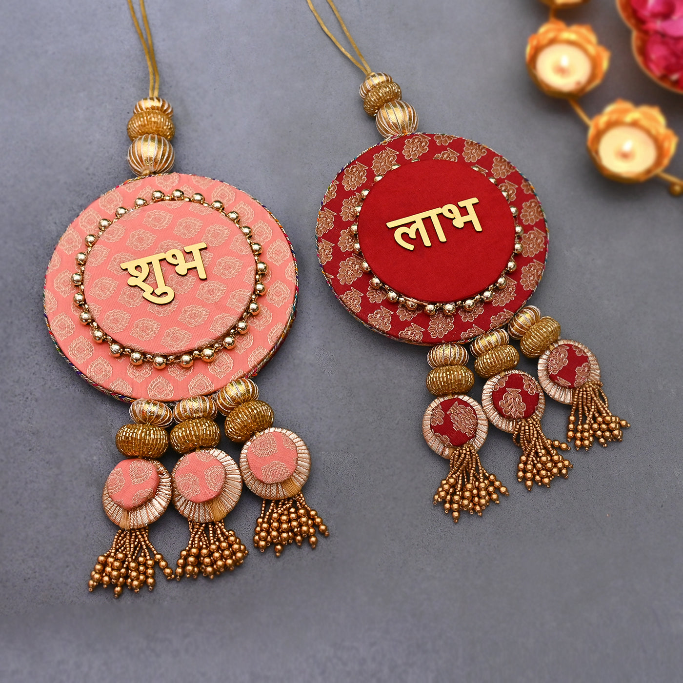 Shubh Labh Door Reversible double sided hanging Latkan for Diwali (Set of 2)