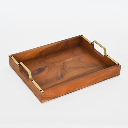 Handcrafted Rectangular Wooden Tray, Ideal for Breakfast, Tea, Coffee, Snacks - Multipurpose