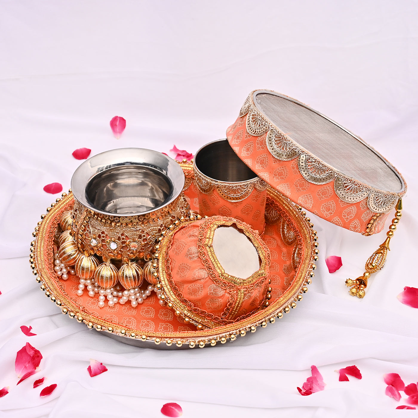 Karwa Chauth Special Thali Set  - Orange