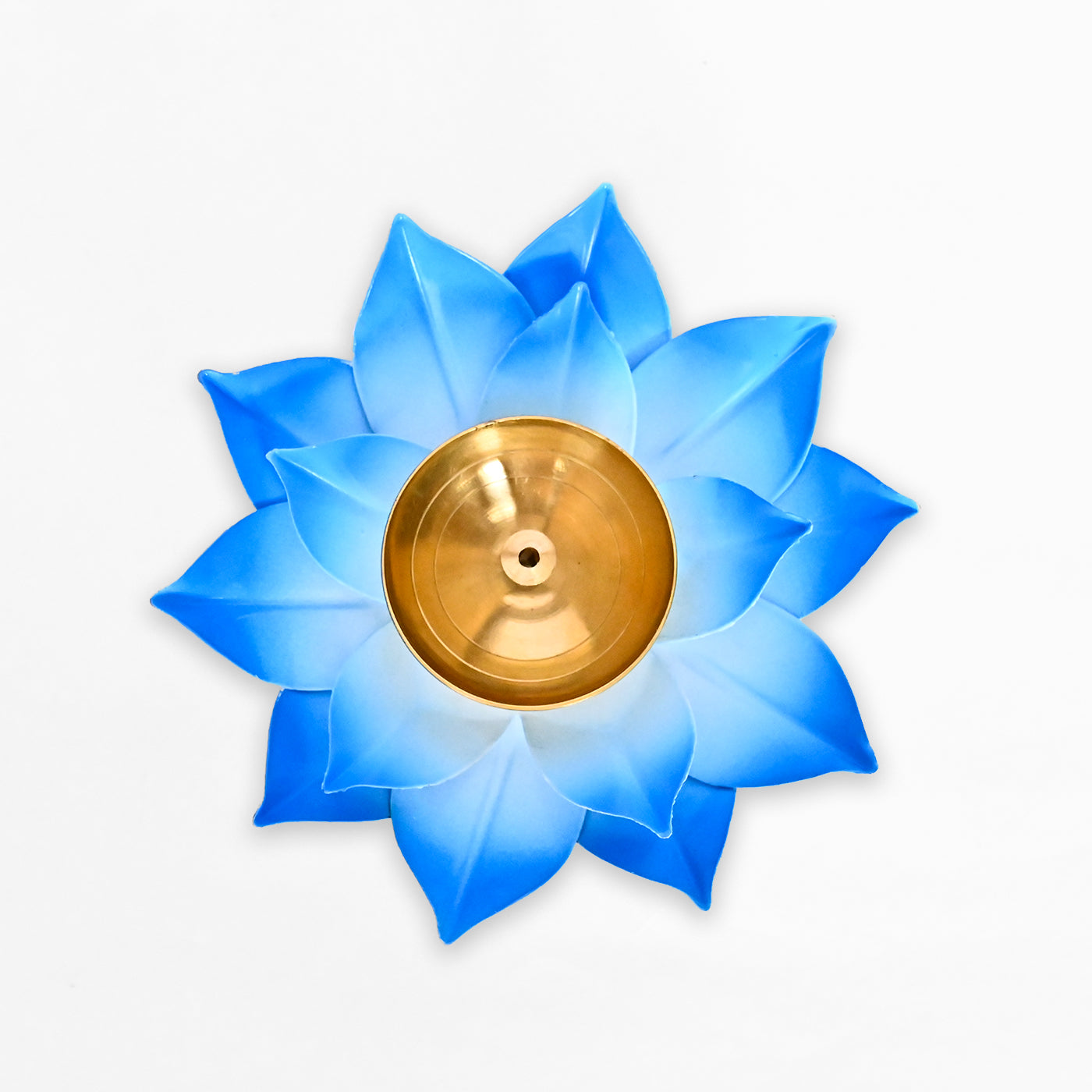 Lotus Shaped Blue Metal Diya (Set of 2)
