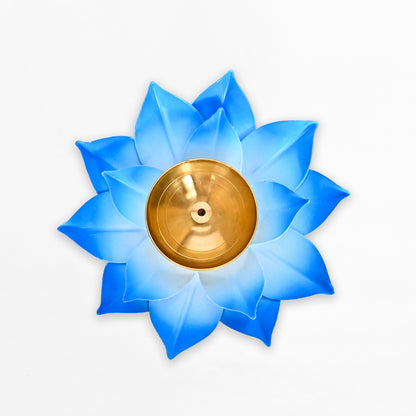 Lotus Shaped Blue Metal Diya (Set of 2)