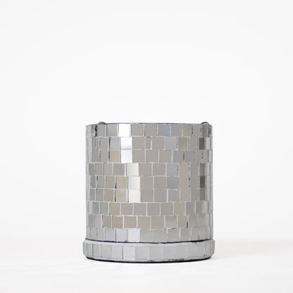 DISCO Cylindrical Metal Hanging Silver Planter with Chain for Home & Office Decor
