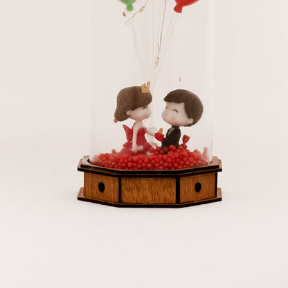 Romantic Love Couple with Led Light Lamp Showpiece Statue with Assorted Greeting Card