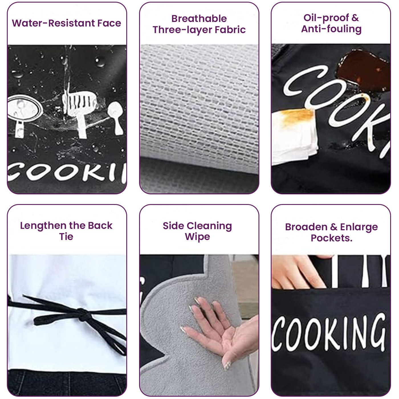 Waterproof Cooking Apron | Unisex Adjustable Apron with Front Pocket and Neck Strap | Side Coral Velvet Hands Towel for Kitchen, Cooking, Restaurant