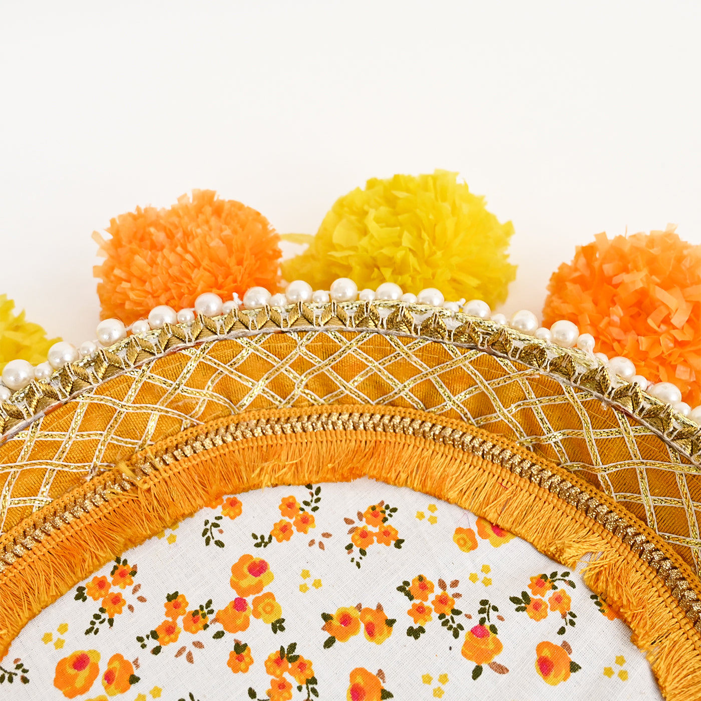 Floral Haldi Platter Small -Yellow