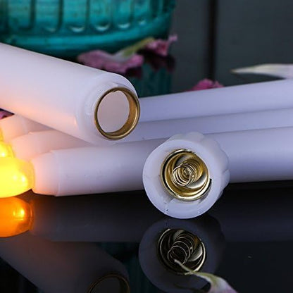 Pack of 6 Candle for Dinner, Flickering Flameless Tapered Candles,Battery Operated LED Centerpieces Table Settings Weddings Birthday Parties