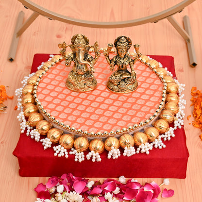 Premium Diwali Combo with Backdrop frame ,Designer Pooja Aasan and Decorative Tealight Diya Stands(Set of 4)