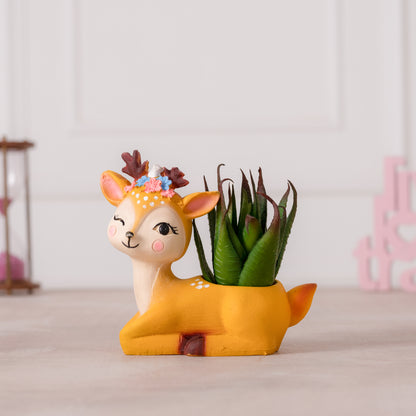 Deer Succulent Planter with Plants For Home Garden Office Desktop