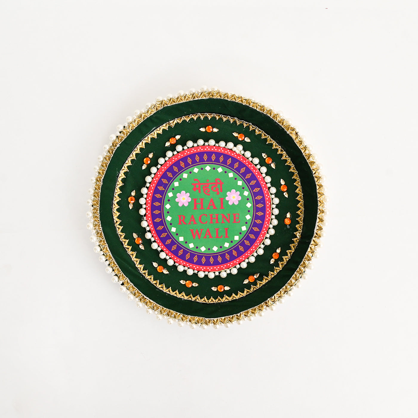 Floral Mehndi Platter-Green