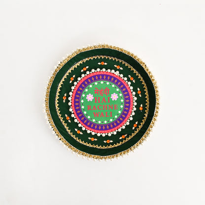 Floral Mehndi Platter-Green