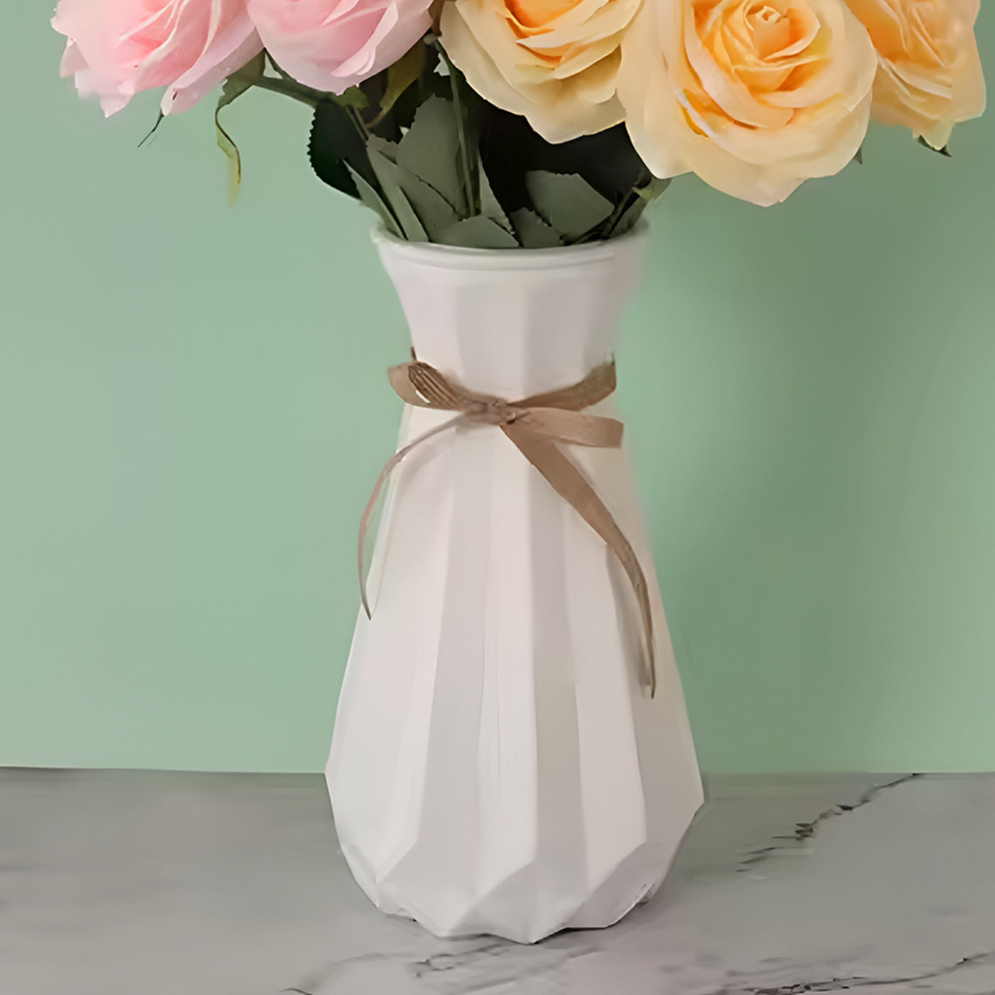 Plastic Flower Vases for Home Decor, Bedroom, Centrepiece Living Room, Office Decoration (White)