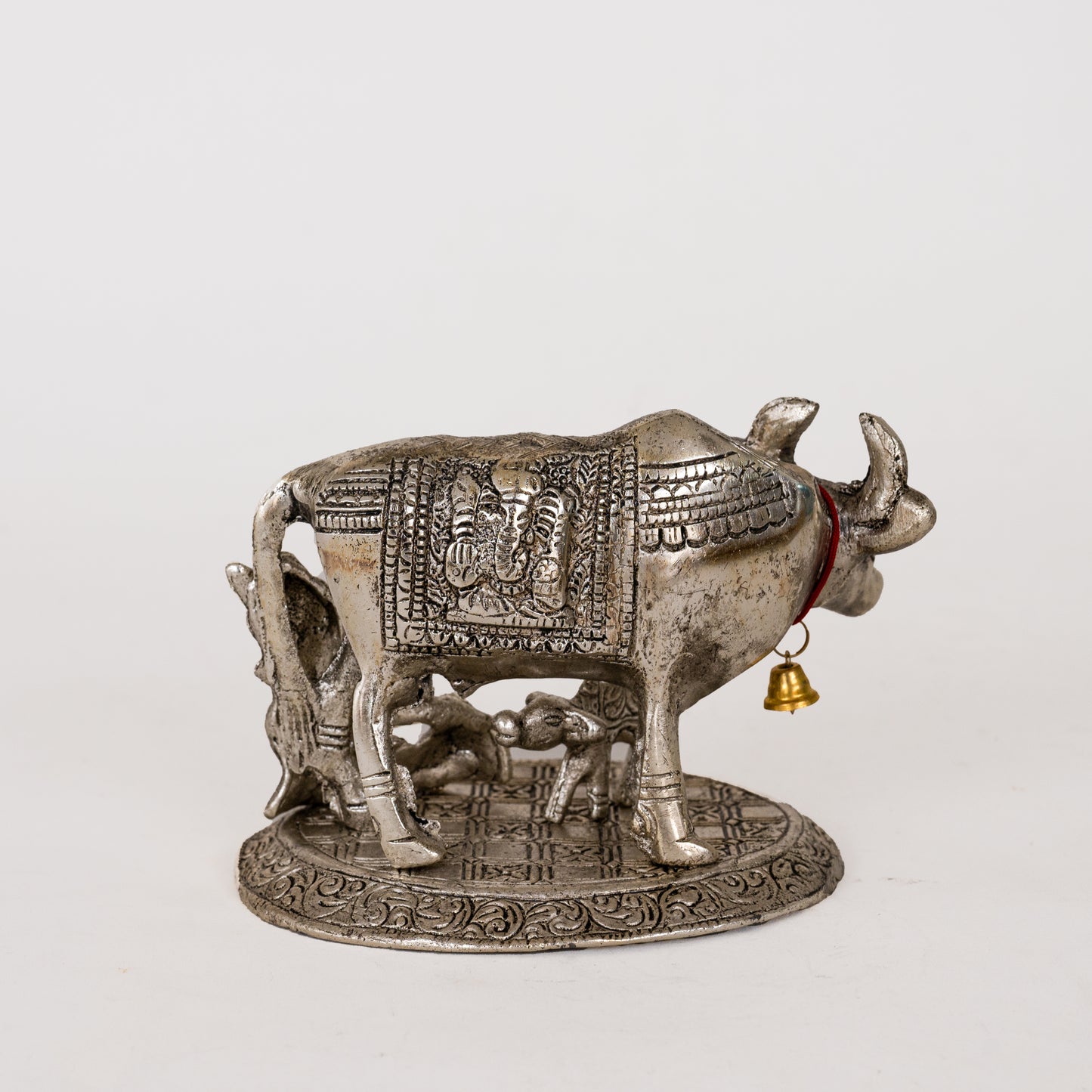 Metal Kamdhenu Cow & Calf with Bal Gopal Krishna Statue