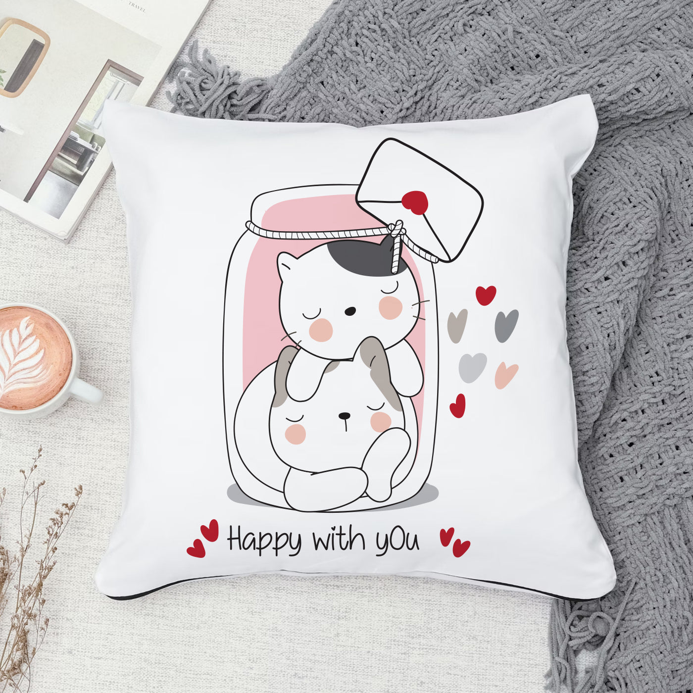 Set of 2 Printed Cushion And Mug Special Unique Birthday, Wedding, Anniversary Gifts
