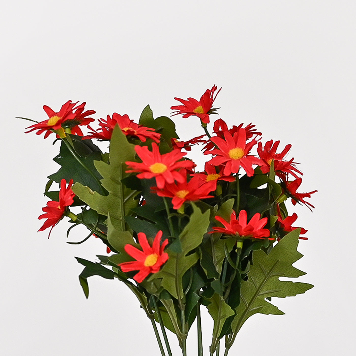 Set of 1 Artificial Plant & Flower Bush in Pot (Red)