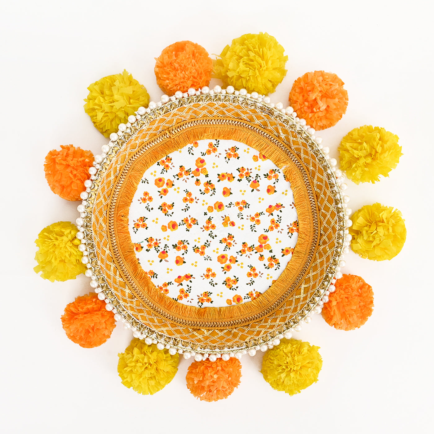Floral Haldi Platter Small -Yellow