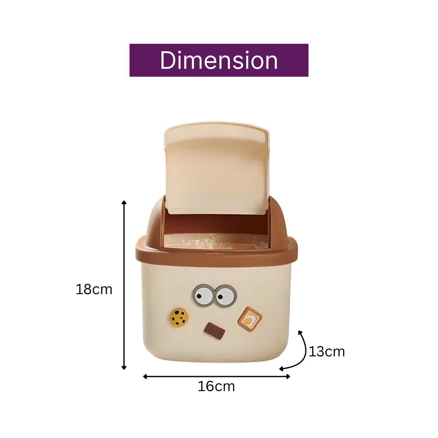 Plastic Mini Table Desk Dustbin with Swing Lid for Home, Living Room, Table, Bathrooms, Kitchens, Offices (Brown)
