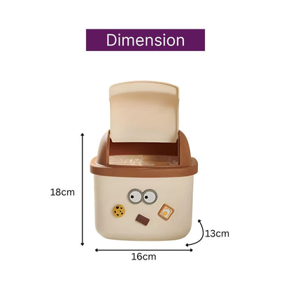 Plastic Mini Table Desk Dustbin with Swing Lid for Home, Living Room, Table, Bathrooms, Kitchens, Offices (Brown)