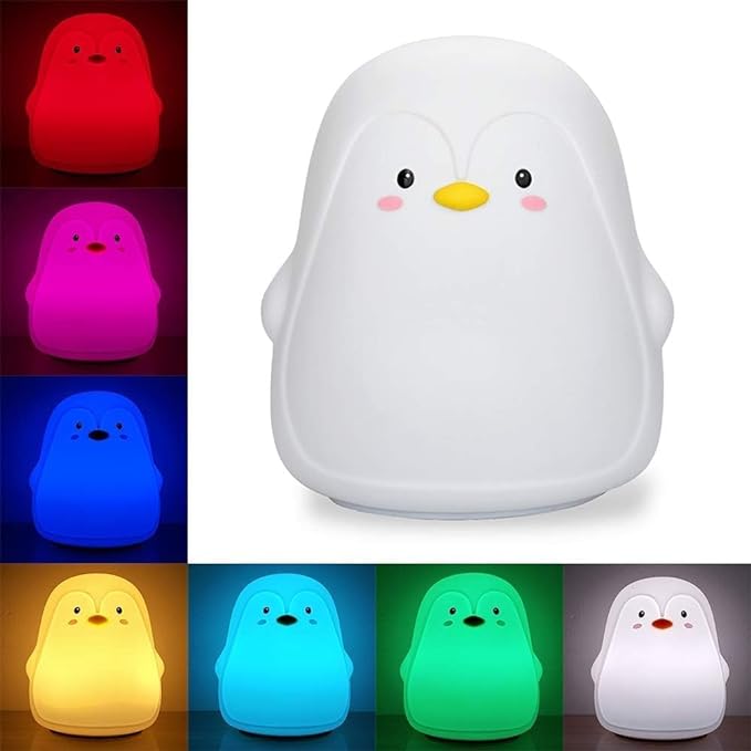Penguin Night Light, USB Rechargeable Silicone LED Night Light