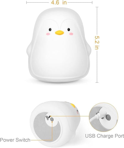 Penguin Night Light, USB Rechargeable Silicone LED Night Light