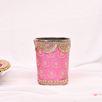 Handcrafted Karwa Chauth Thali Set -Pink