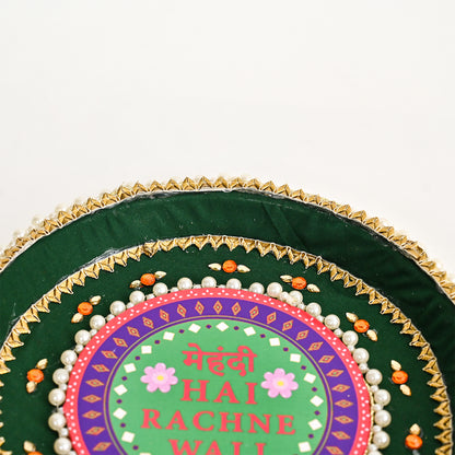 Floral Mehndi Platter-Green