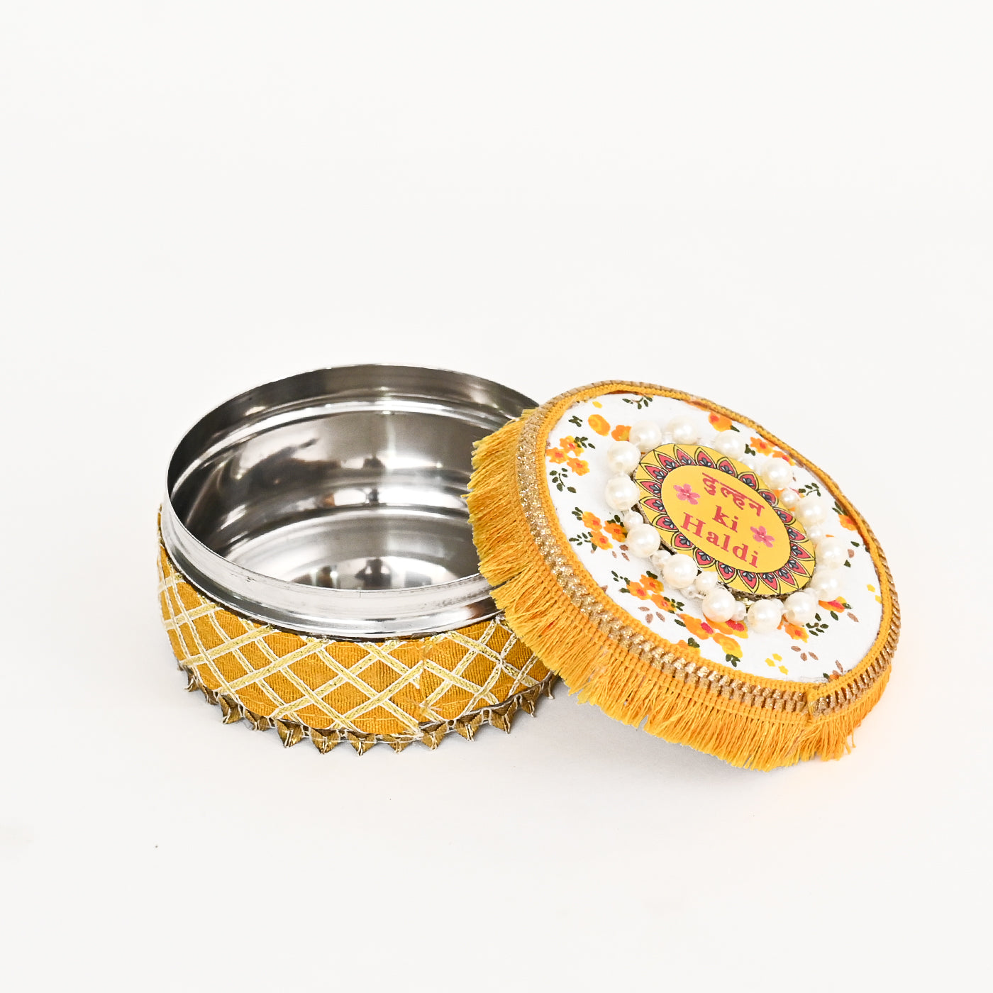 Floral Haldi Platter Small -Yellow