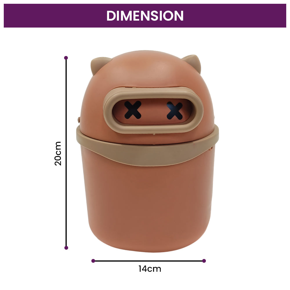 Plastic Mini Table Desk Dustbin with Swing Lid for Home, Living Room, Table, Bathrooms, Kitchens, Offices (Orange)