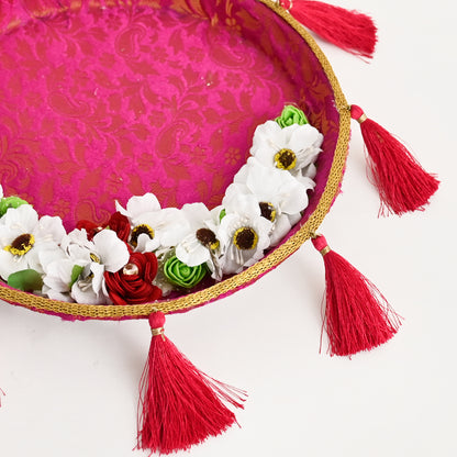 Floral Mehndi Platter - Dark Pink