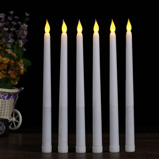 Pack of 6 Candle for Dinner, Flickering Flameless Tapered Candles,Battery Operated LED Centerpieces Table Settings Weddings Birthday Parties