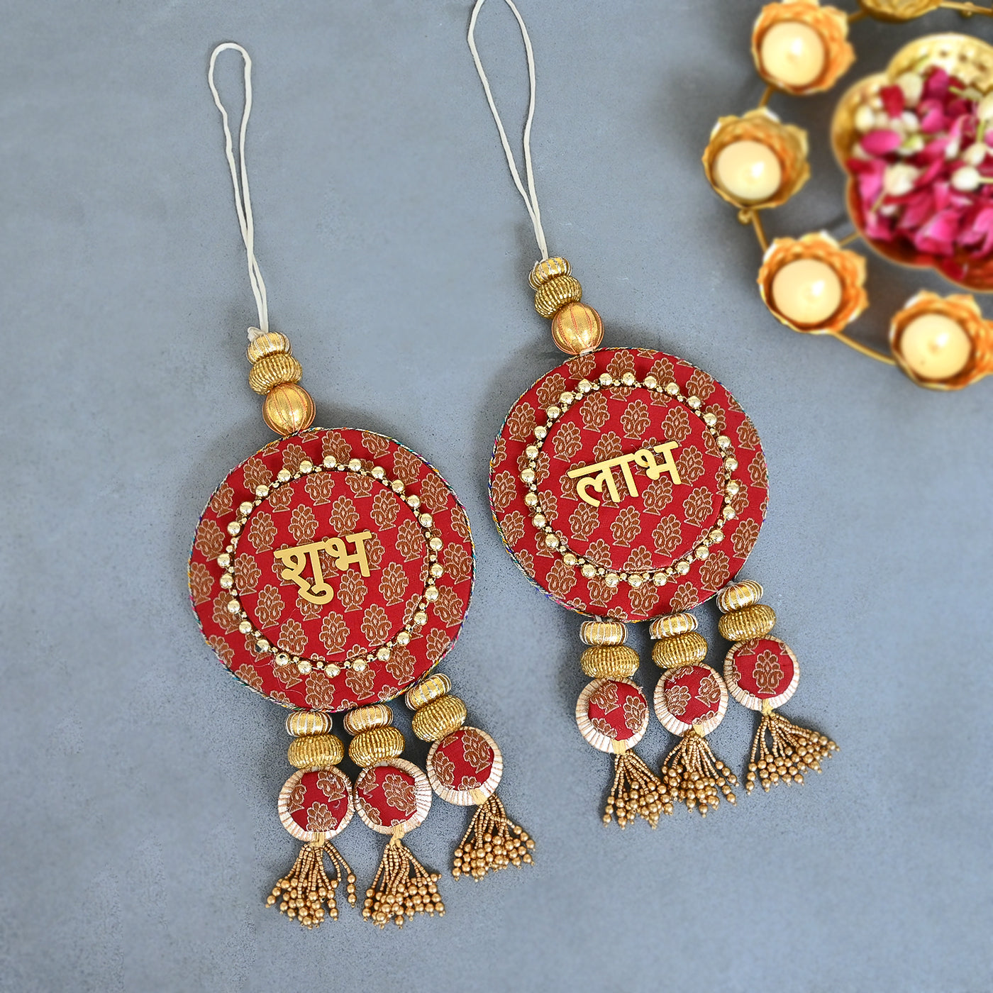 Shubh Labh Door Reversible double sided hanging Latkan for Diwali (Set of 2)