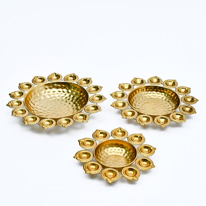 Deepam Round Shaped Urli for Home , Office ,Festival Decors |,Gifting  (Set Of 3)