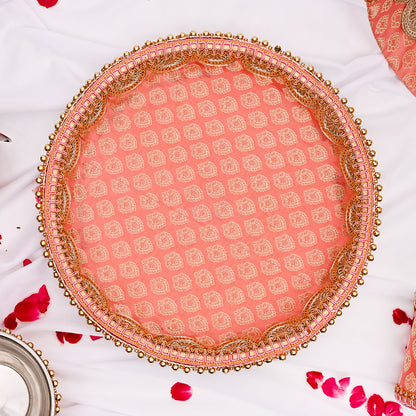 Handcrafted Karwa Chauth Thali Set - Peach
