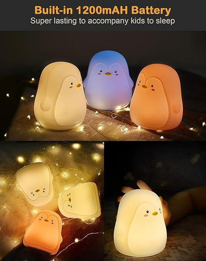 Penguin Night Light, USB Rechargeable Silicone LED Night Light