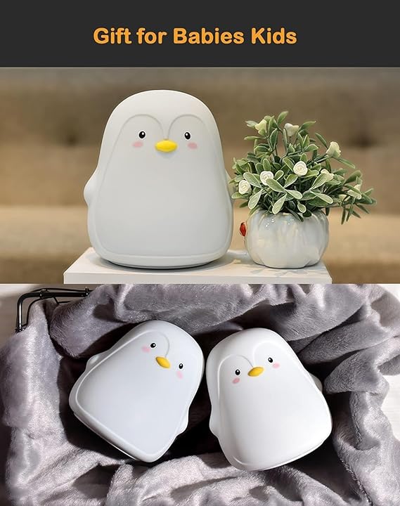 Penguin Night Light, USB Rechargeable Silicone LED Night Light