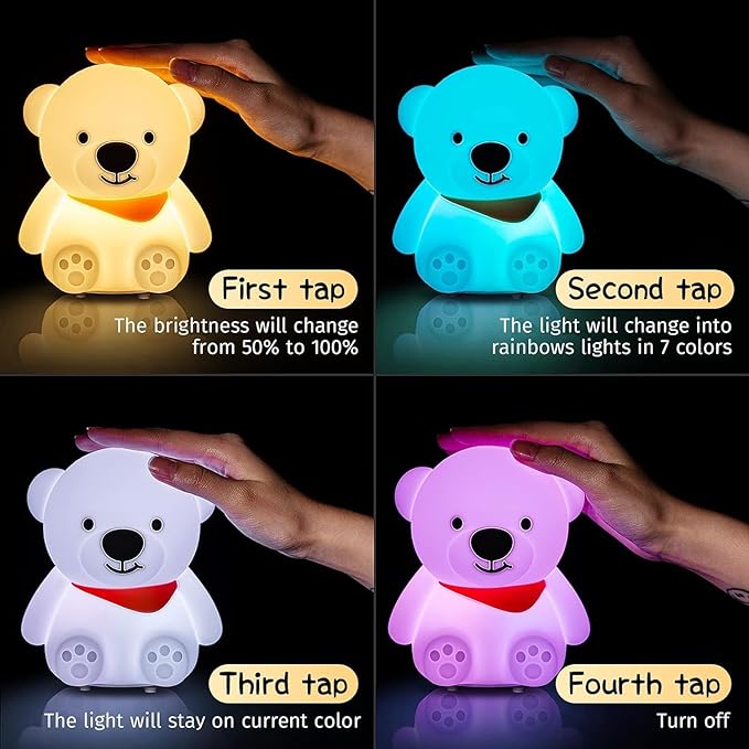 Silicone Bear Night lamp 16 Colour Changing Baby Night lamp | Bedroom | Christmas Gift
