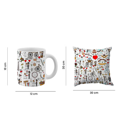 Set of 2 Printed Cushion And Mug Special Unique Birthday, Wedding, Anniversary Gifts