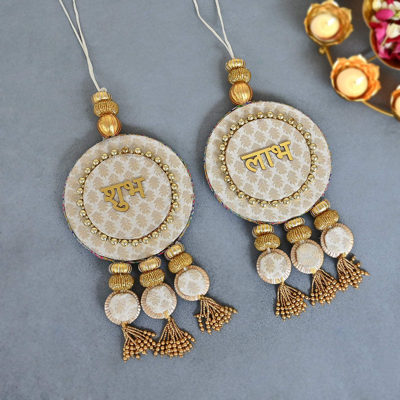 Shubh Labh Door Reversible double sided hanging Latkan for Diwali (Set of 2)