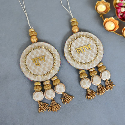 Shubh Labh Door Reversible double sided hanging Latkan for Diwali (Set of 2)