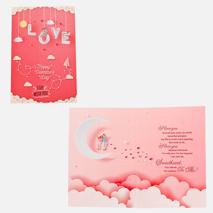 Romantic Love Couple with Led Light Lamp Showpiece Statue with Assorted Greeting Card