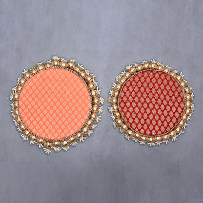 Premium Diwali Combo with Backdrop frame ,Designer Pooja Aasan and Decorative Tealight Diya Stands(Set of 4)