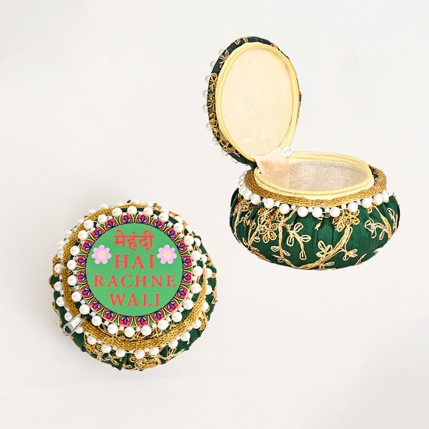 Floral Mehndi Platter-Green