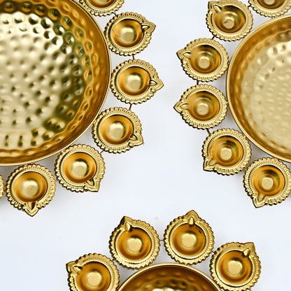 Deepam Round Shaped Urli for Home , Office ,Festival Decors |,Gifting  (Set Of 3)