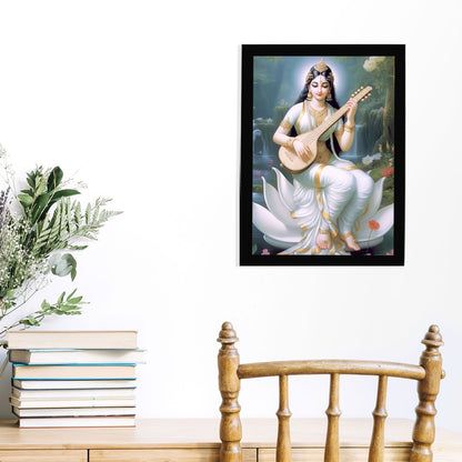 Vastu Shubharambh -Mata Saraswati Goddess of Knowledge Wall Frame For Office , Study Home, Vastu Remedy