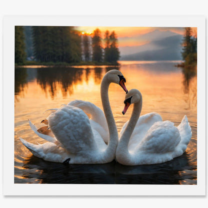 Vastu Shubharambh- White Swan Love Bird Wall Frame For Home, Living Room, Decor and Vastu remedy